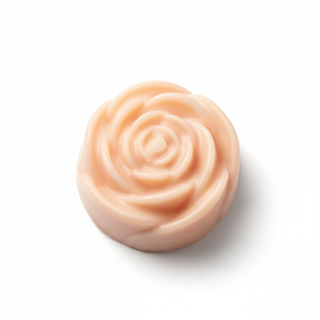 Vanilla rose wax melt on white background