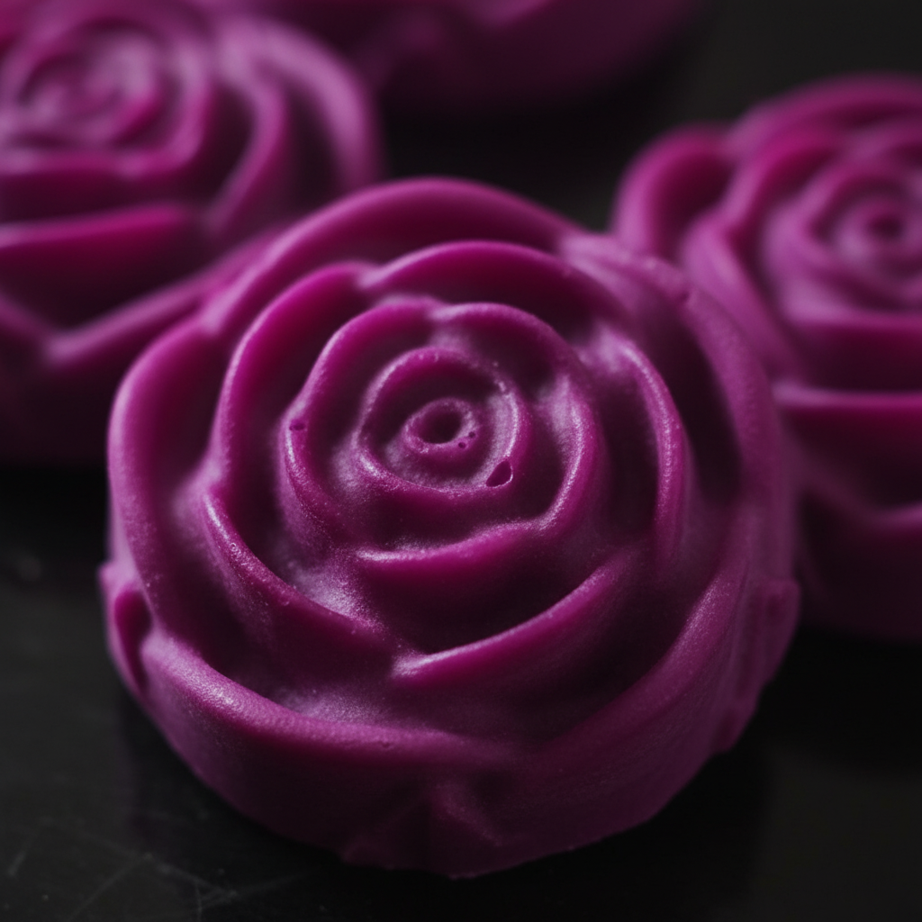 Close-up of passion fruit rose wax melt petals