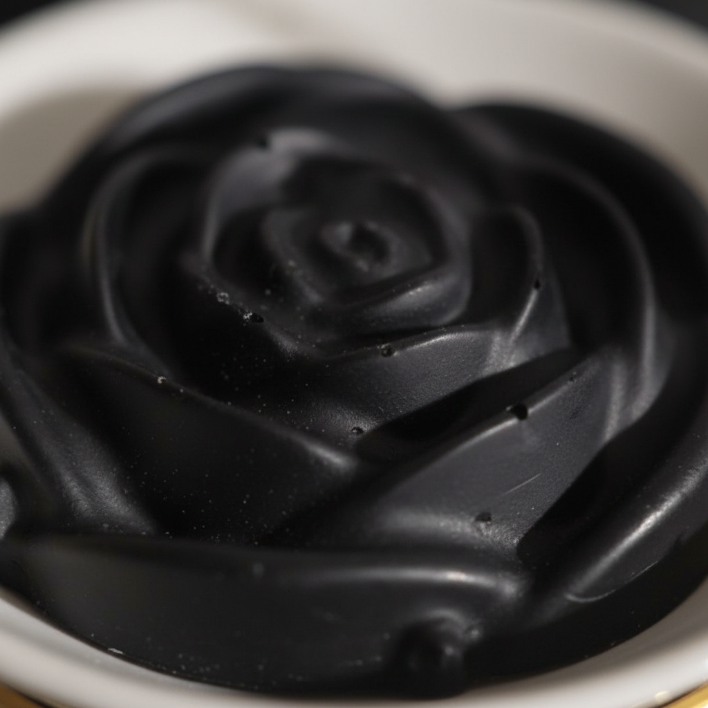 Close-up detail of black flower wax melt