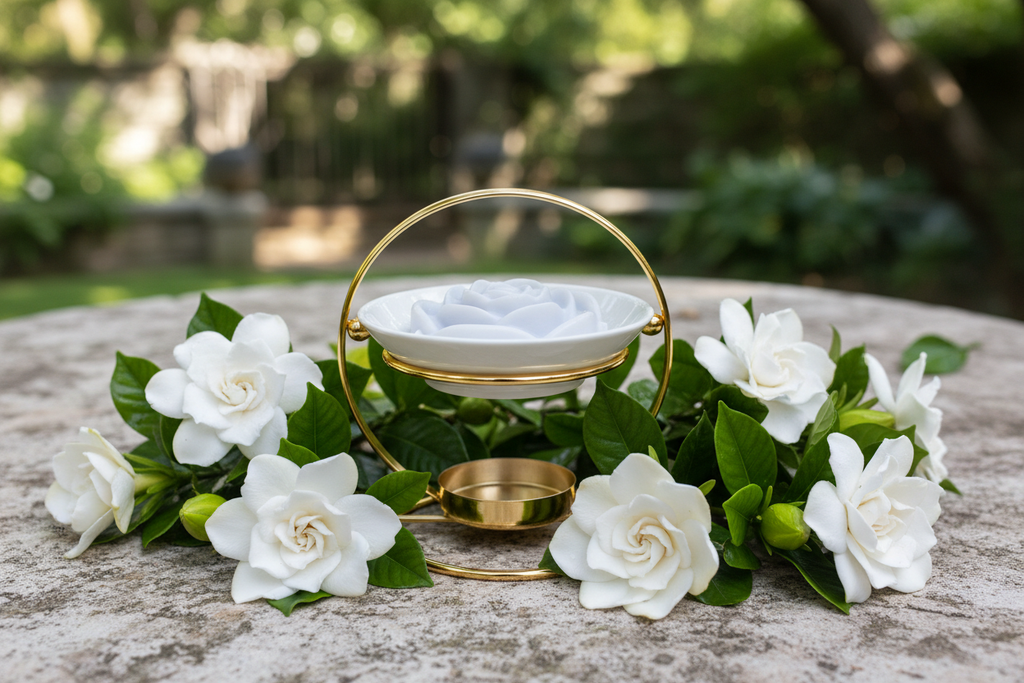 Gardenia rose wax melt with fresh flowers