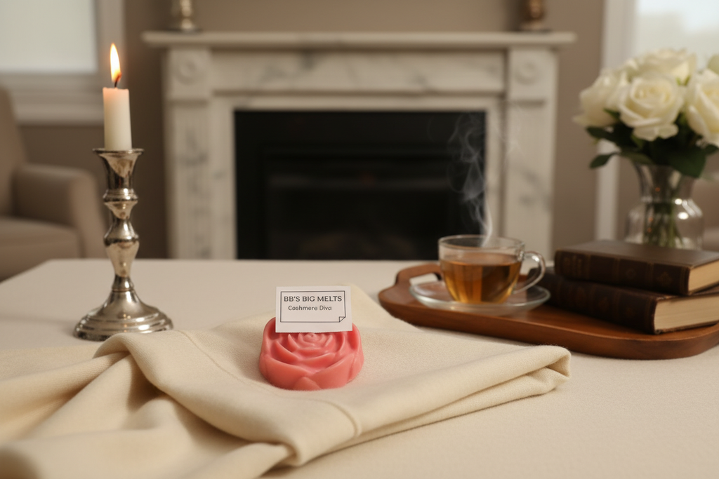 Cashmere Diva rose wax melt with luxurious cashmere