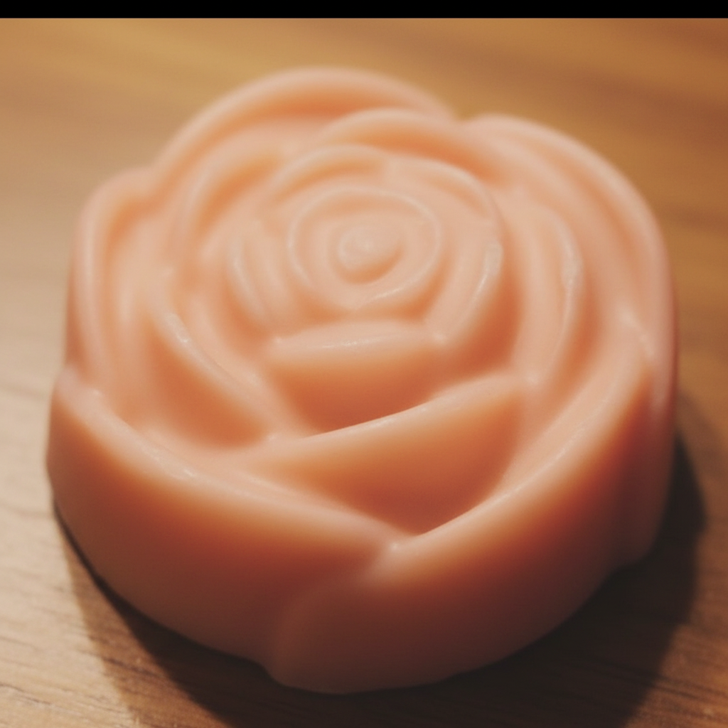 Close-up of vanilla rose wax melt