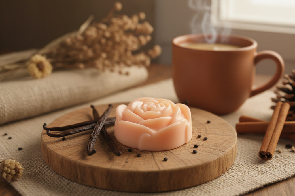 Vanilla rose wax melt with vanilla beans