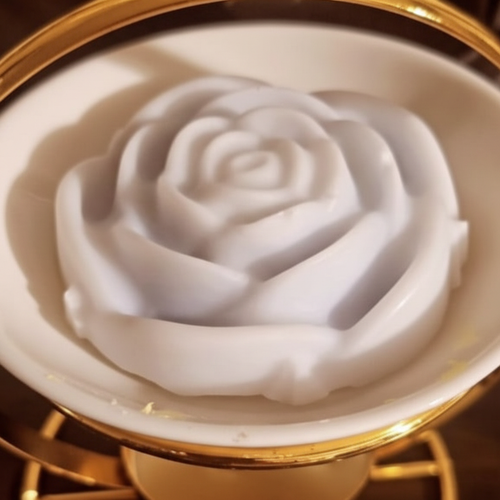 Close-up of gardenia rose wax melt