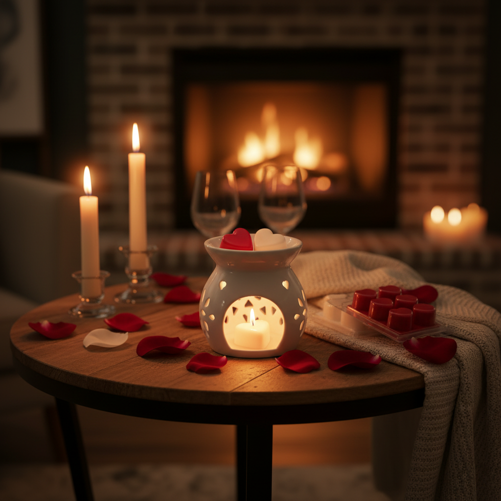 Romantic wax melts with candlelight